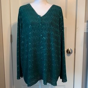 Bon Worth Holiday cardigan sweater holly green Size XXLP